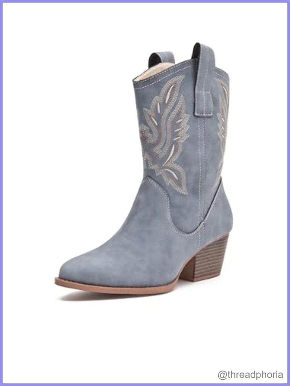 Suede Western Cowboy Ankle Booties Embroidered Chunky Heel for Country Concert